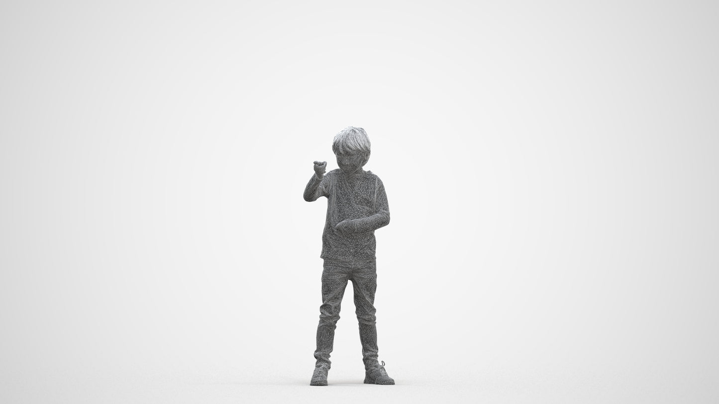 3D people model boy casual kids, scanned human for 3ds Max rendering, three-quarter front view render