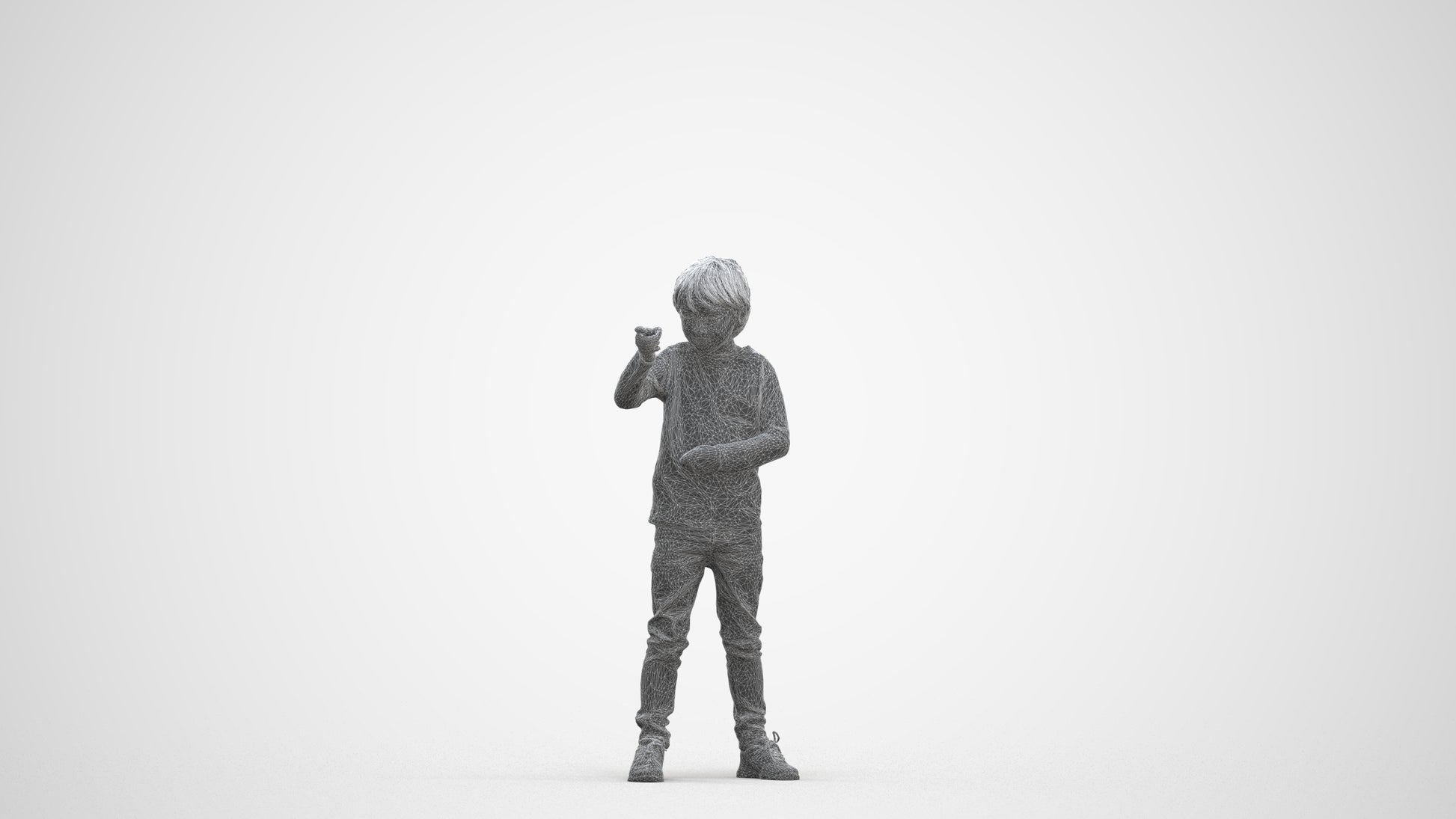 3D people model boy casual kids, scanned human for 3ds Max rendering, three-quarter front view render