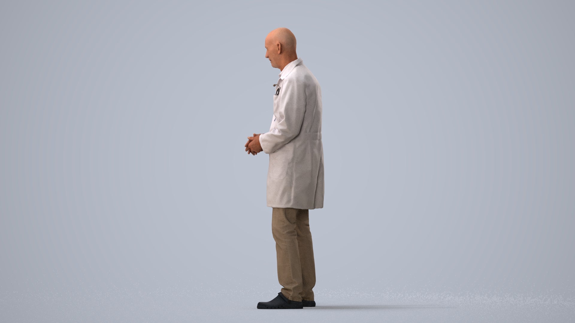 3D scanned senior man medical, photorealistic archviz people for Enscape and SketchUp, three-quarter view render