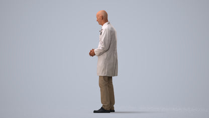 3D scanned senior man medical, photorealistic archviz people for Enscape and SketchUp, three-quarter view render