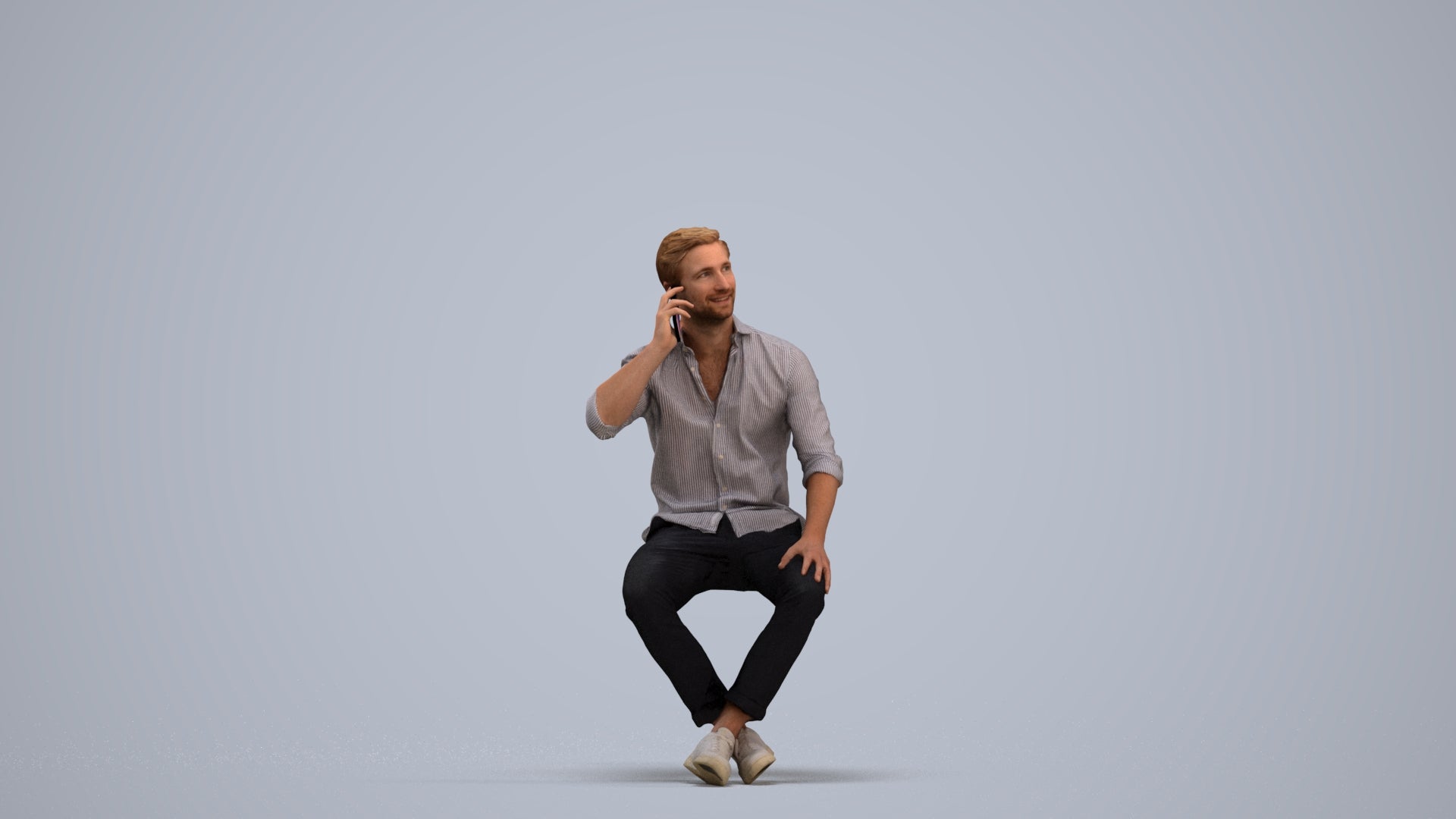 realistic 3D people man casual sitting, render-ready for V-Ray and Corona, FBX OBJ, standing pose render