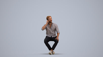 realistic 3D people man casual sitting, render-ready for V-Ray and Corona, FBX OBJ, standing pose render