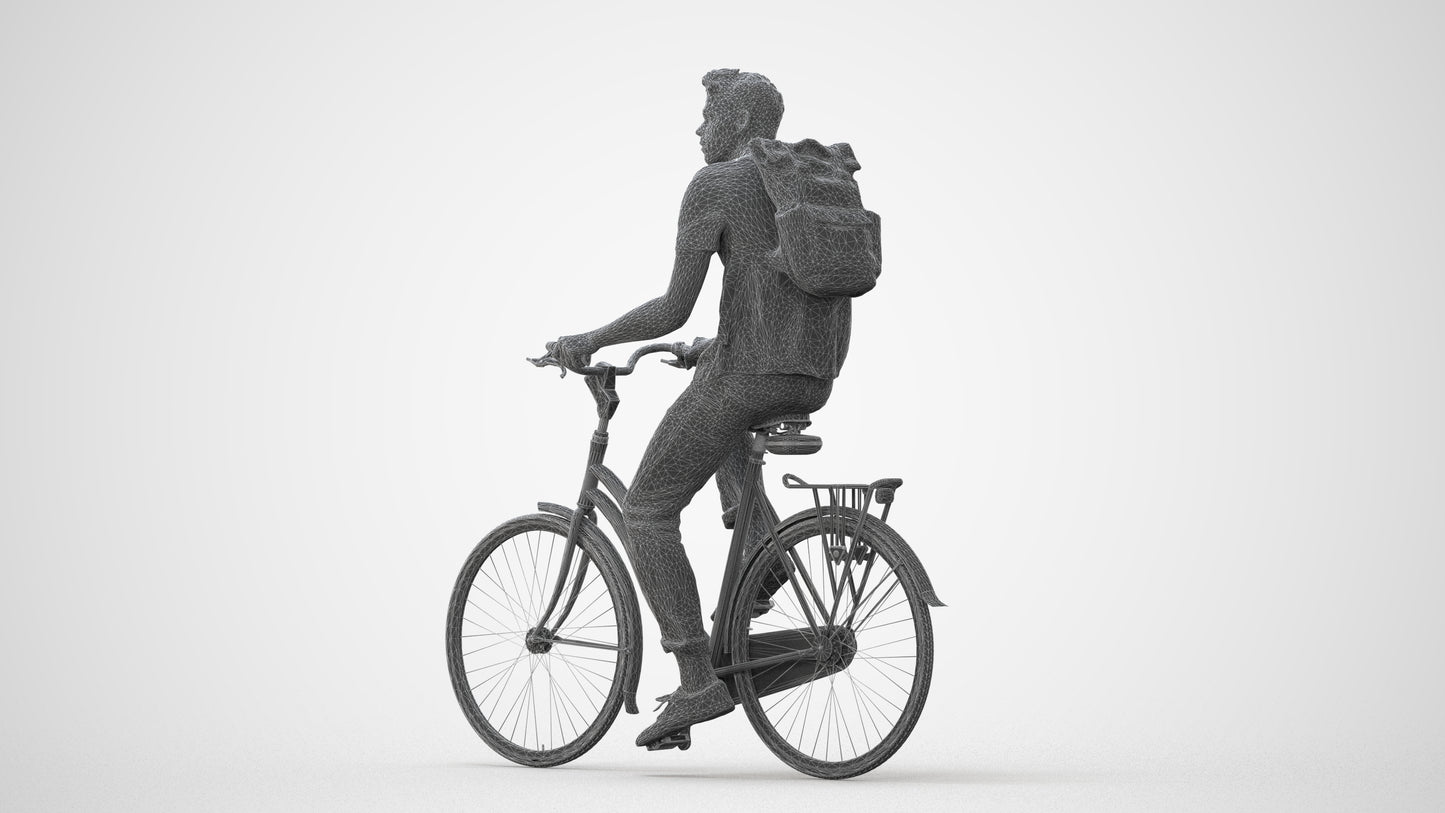 3D people model man casual cycling, scanned human for 3ds Max rendering, square thumbnail