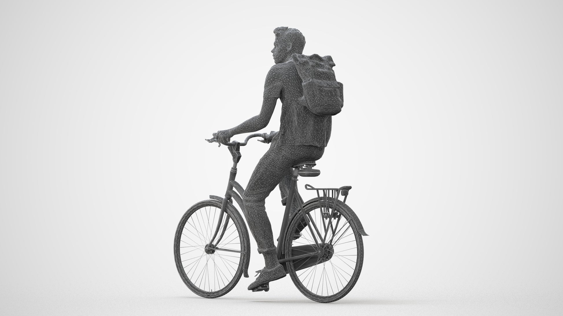 3D people model man casual cycling, scanned human for 3ds Max rendering, square thumbnail