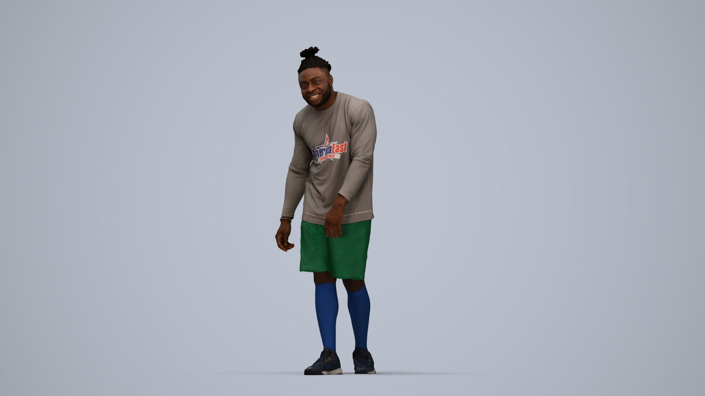 photogrammetry 3D man sport, realistic human model archviz FBX, top-down view render