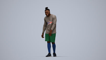 photogrammetry 3D man sport, realistic human model archviz FBX, top-down view render
