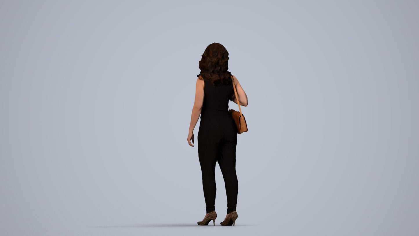 realistic 3D people woman business walking, render-ready for V-Ray and Corona, FBX OBJ, side view render