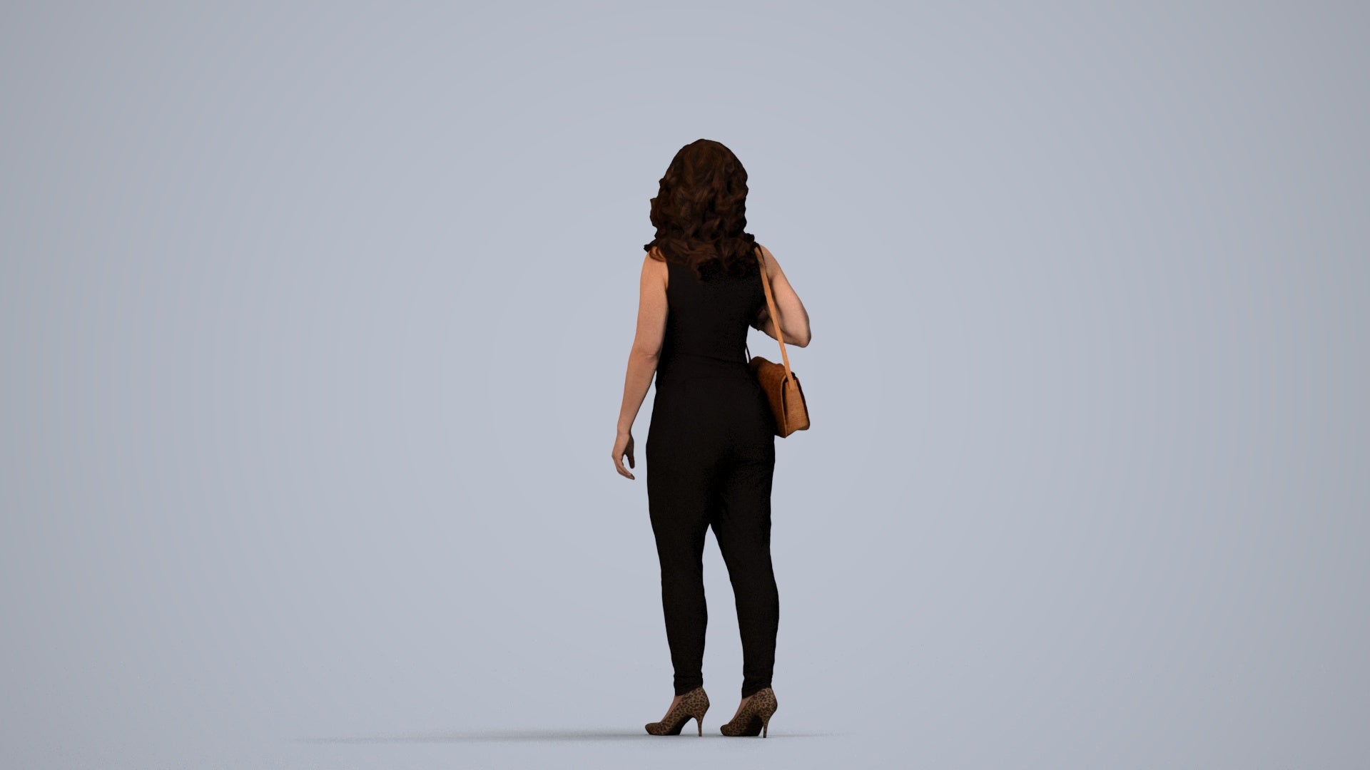 realistic 3D people woman business walking, render-ready for V-Ray and Corona, FBX OBJ, side view render
