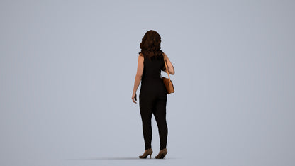 realistic 3D people woman business walking, render-ready for V-Ray and Corona, FBX OBJ, side view render