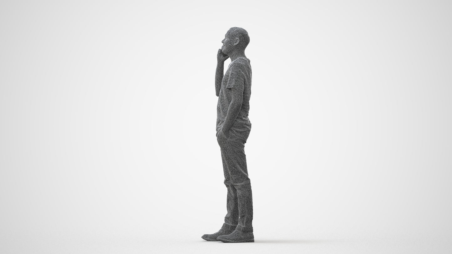 photogrammetry 3D man casual standing, realistic human model archviz FBX, square thumbnail