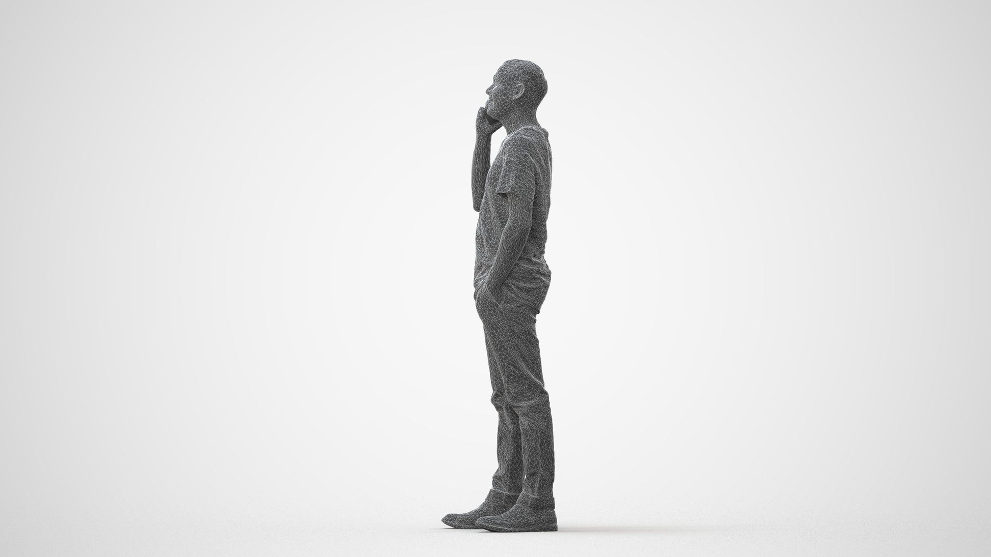 photogrammetry 3D man casual standing, realistic human model archviz FBX, square thumbnail