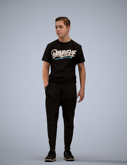 photogrammetry 3D boy casual kids, realistic human model archviz FBX