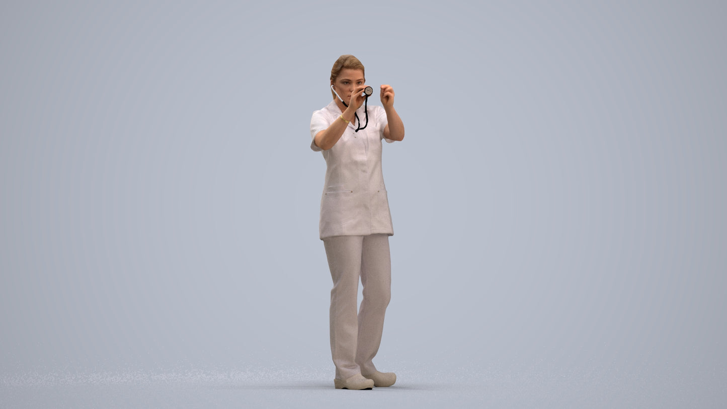 3D human model woman medical, photogrammetry scanned person for archviz, standing pose render