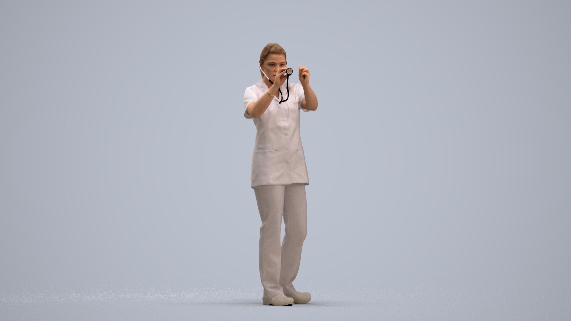 3D human model woman medical, photogrammetry scanned person for archviz, standing pose render