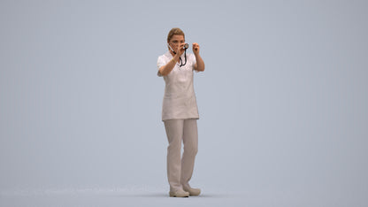 3D human model woman medical, photogrammetry scanned person for archviz, standing pose render