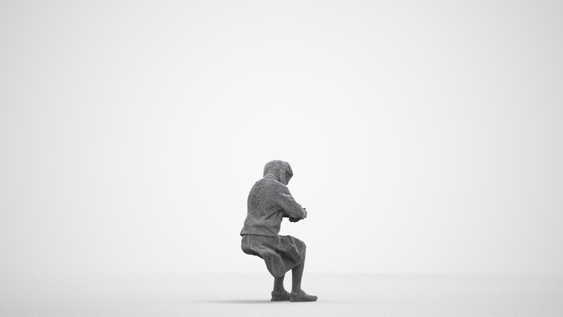 realistic 3D woman kids, scanned archviz people for Blender and 3ds Max, wireframe side view