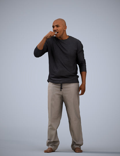 3D people model man bathroom, scanned human for 3ds Max rendering