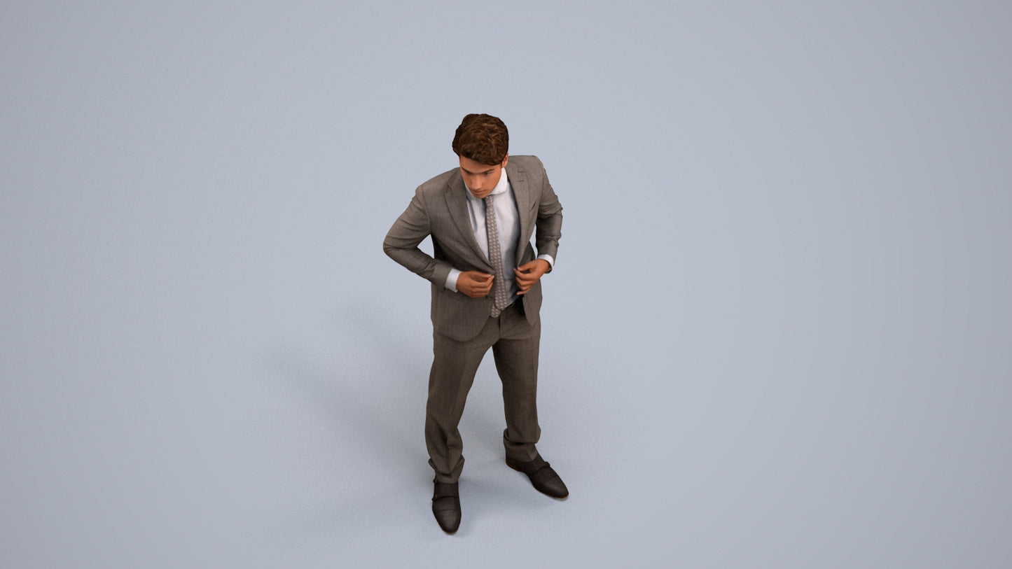 realistic 3D people man business, render-ready for V-Ray and Corona, FBX OBJ, back view render
