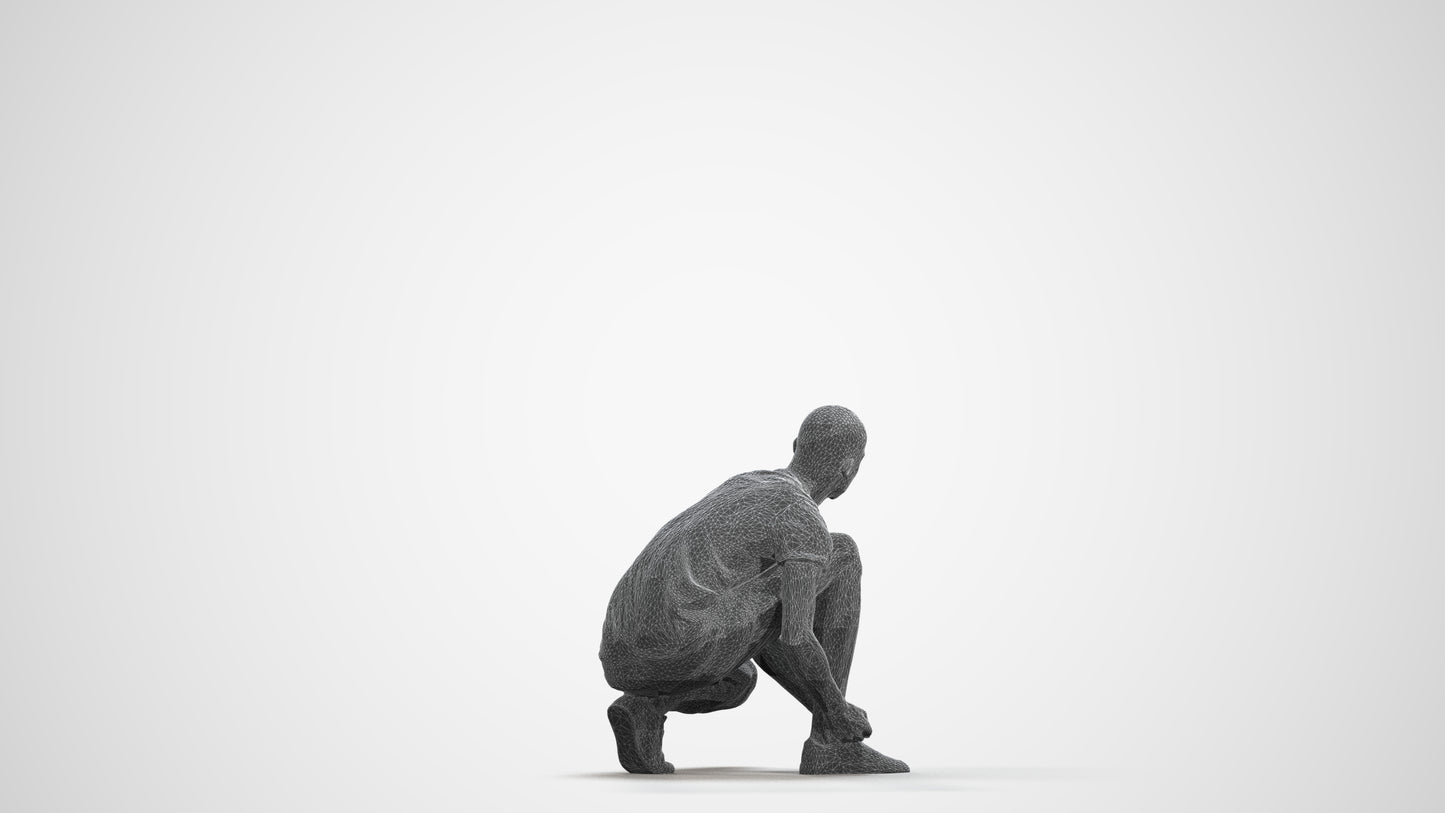 scanned 3D man casual standing, photogrammetry people for Enscape and V-Ray, wireframe front view