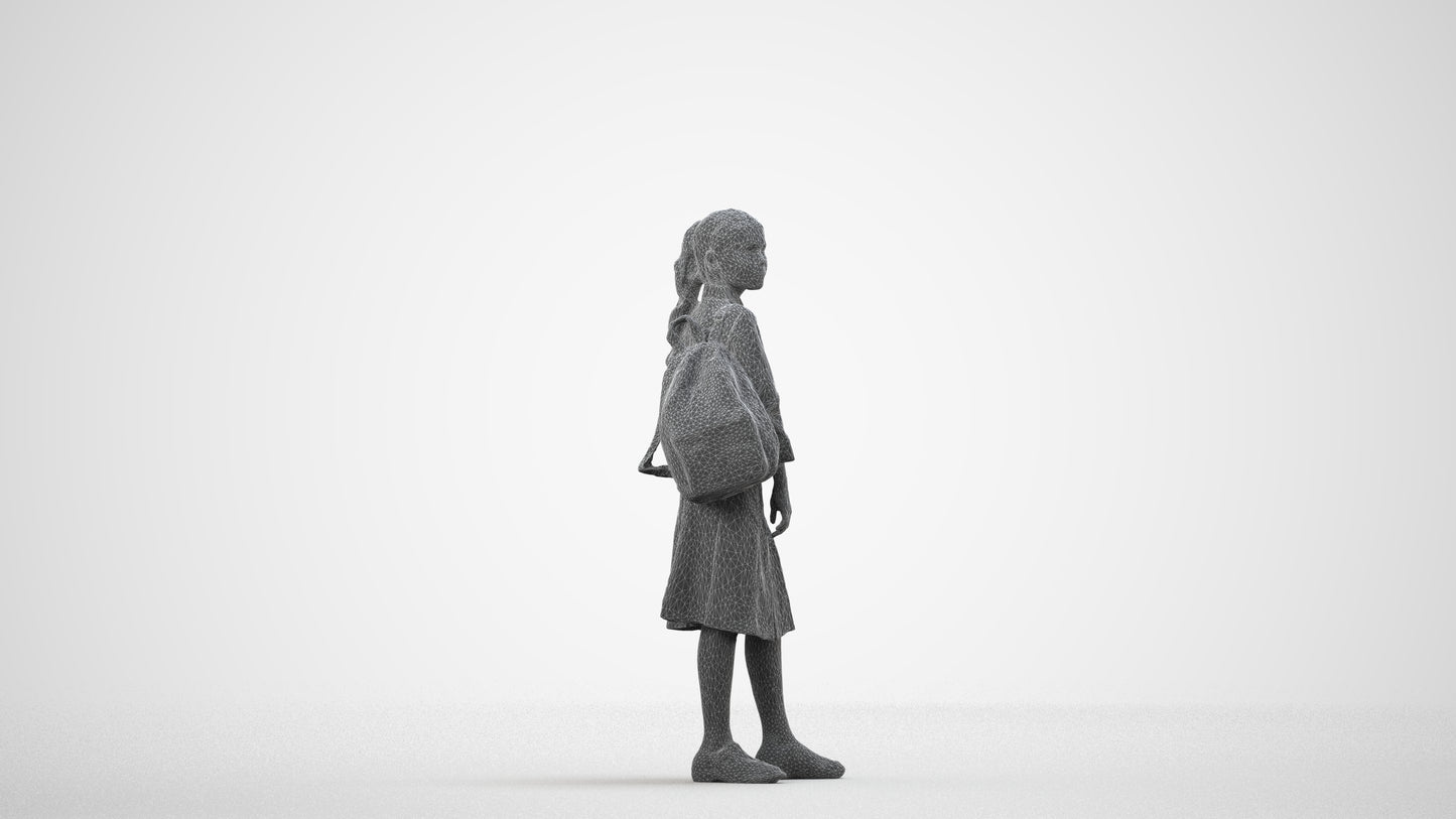 3D scanned woman kids, photorealistic archviz people for Enscape and SketchUp, wireframe side view