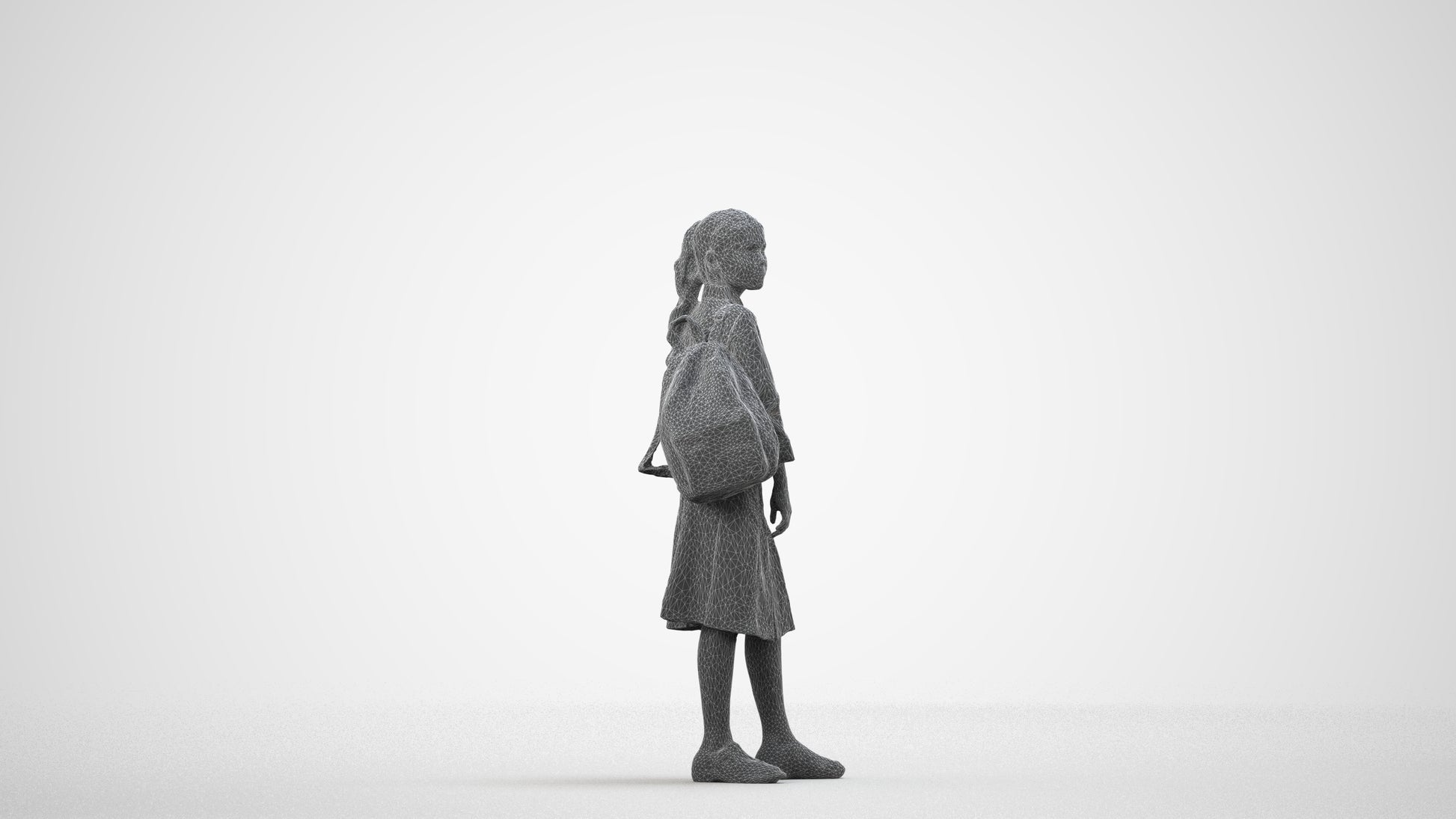 3D scanned woman kids, photorealistic archviz people for Enscape and SketchUp, wireframe side view