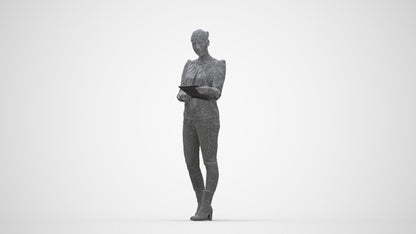 3D people model woman business walking, scanned human for 3ds Max rendering, wireframe back view