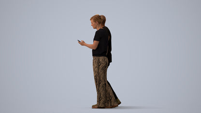 realistic 3D human woman casual couple, archviz people FBX OBJ for Blender, three-quarter view render