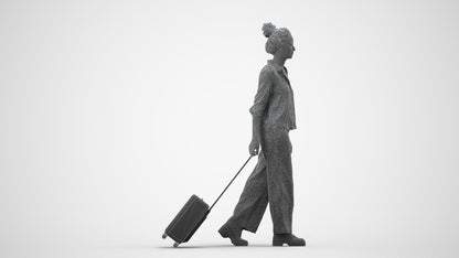 photogrammetry 3D woman casual walking, realistic human model archviz FBX, wireframe side view