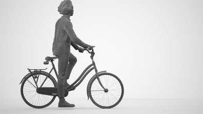 scanned 3D man business cycling, photogrammetry people for Enscape and V-Ray, wireframe side view