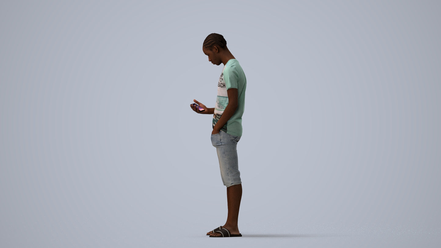 scanned 3D boy casual kids, photogrammetry people for Enscape and V-Ray, three-quarter view render
