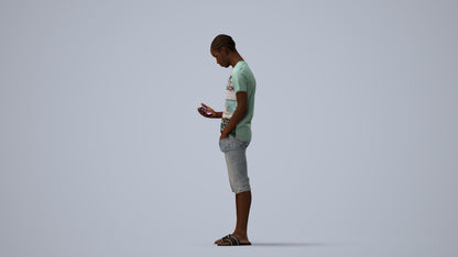 scanned 3D boy casual kids, photogrammetry people for Enscape and V-Ray, three-quarter view render