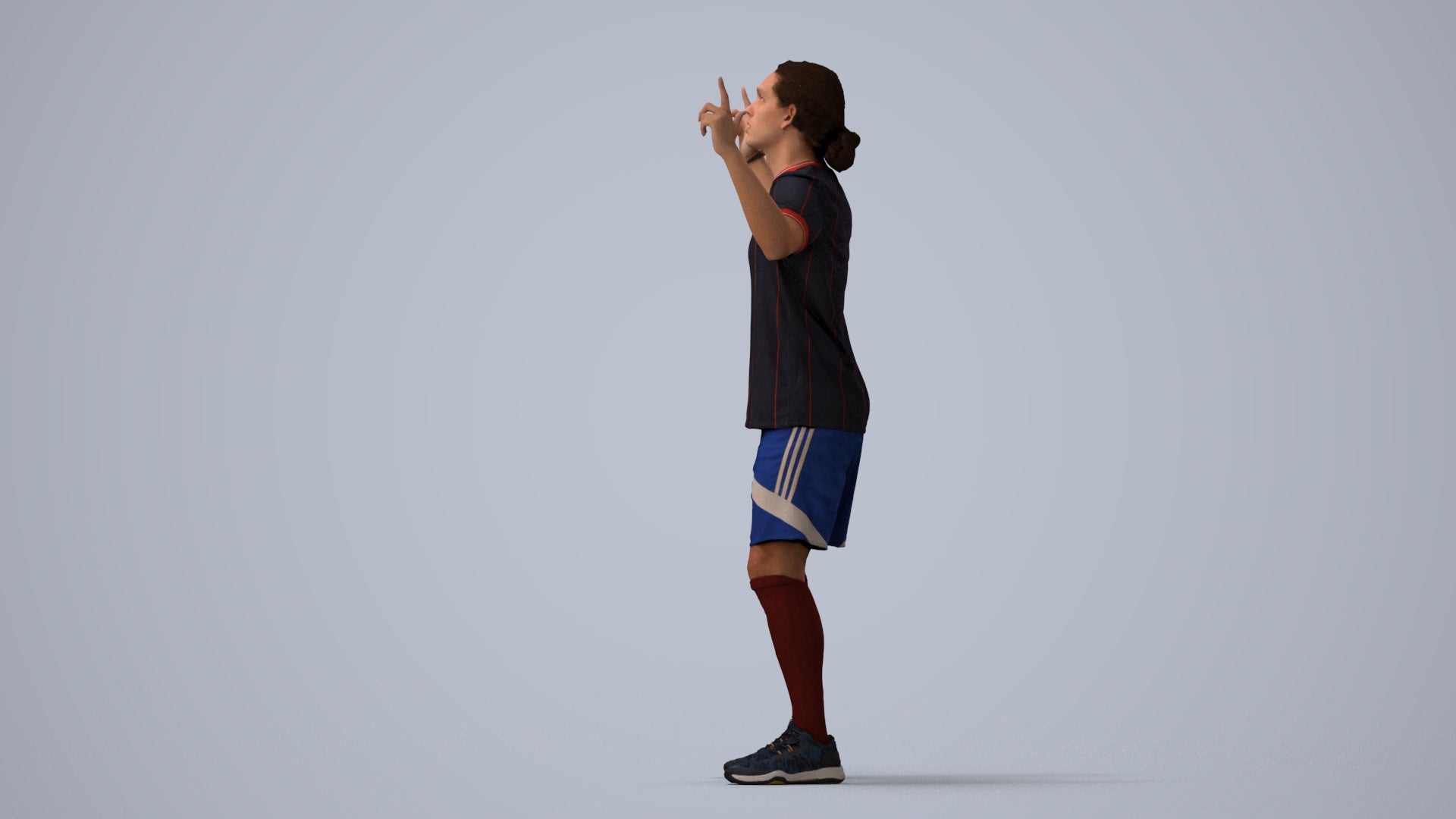 photogrammetry 3D man sport, realistic human model archviz FBX, three-quarter view render