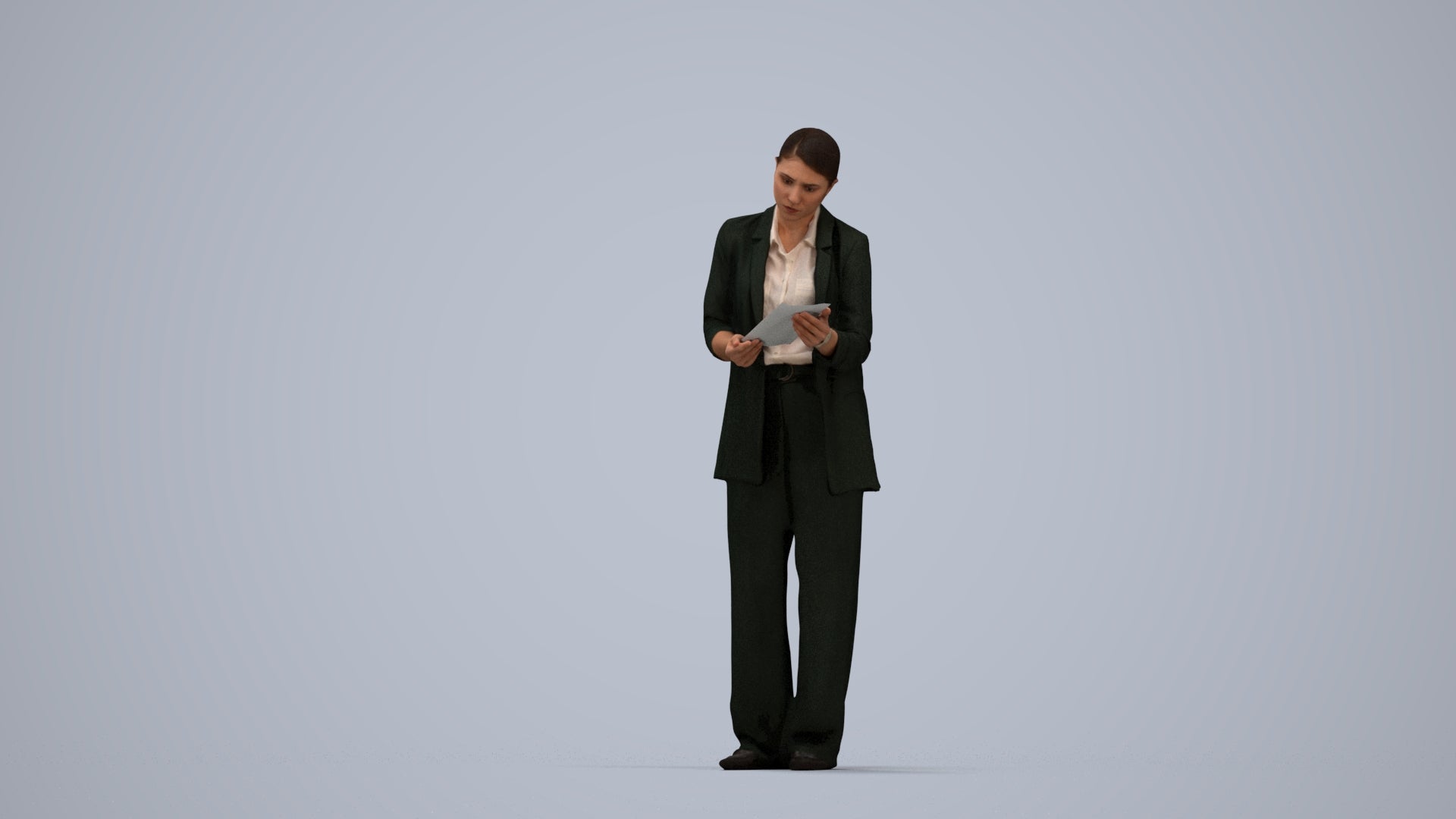 realistic 3D people woman business, render-ready for V-Ray and Corona, FBX OBJ, top-down view render