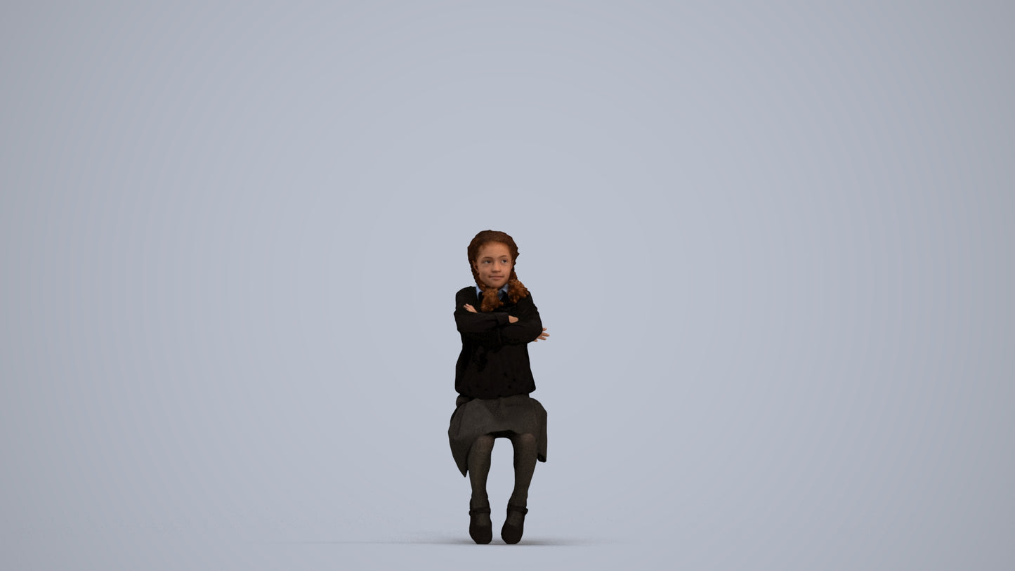 scanned 3D girl kids, photogrammetry people for Enscape and V-Ray, standing pose render