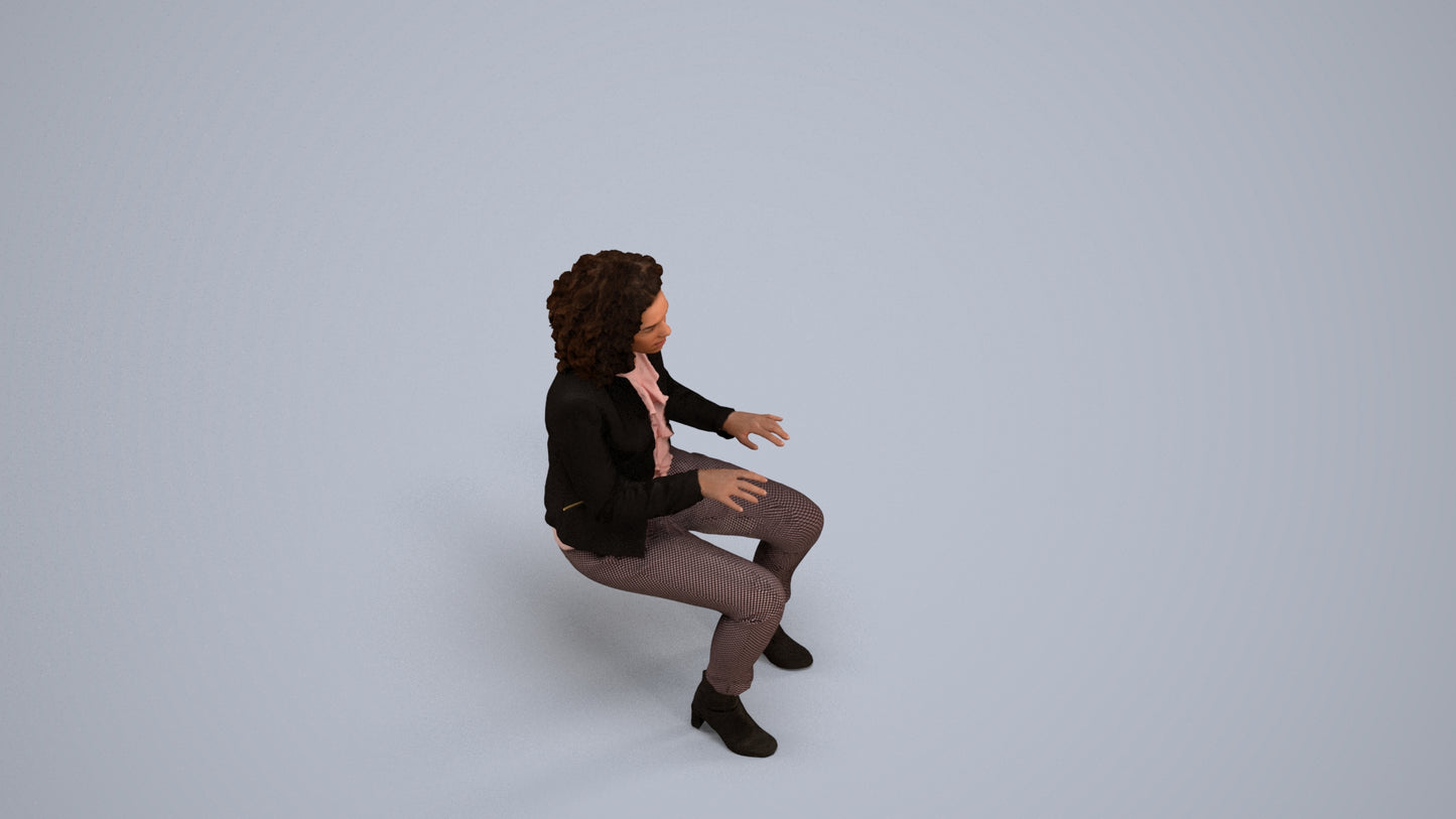 photogrammetry 3D woman business, realistic human model archviz FBX, back view render