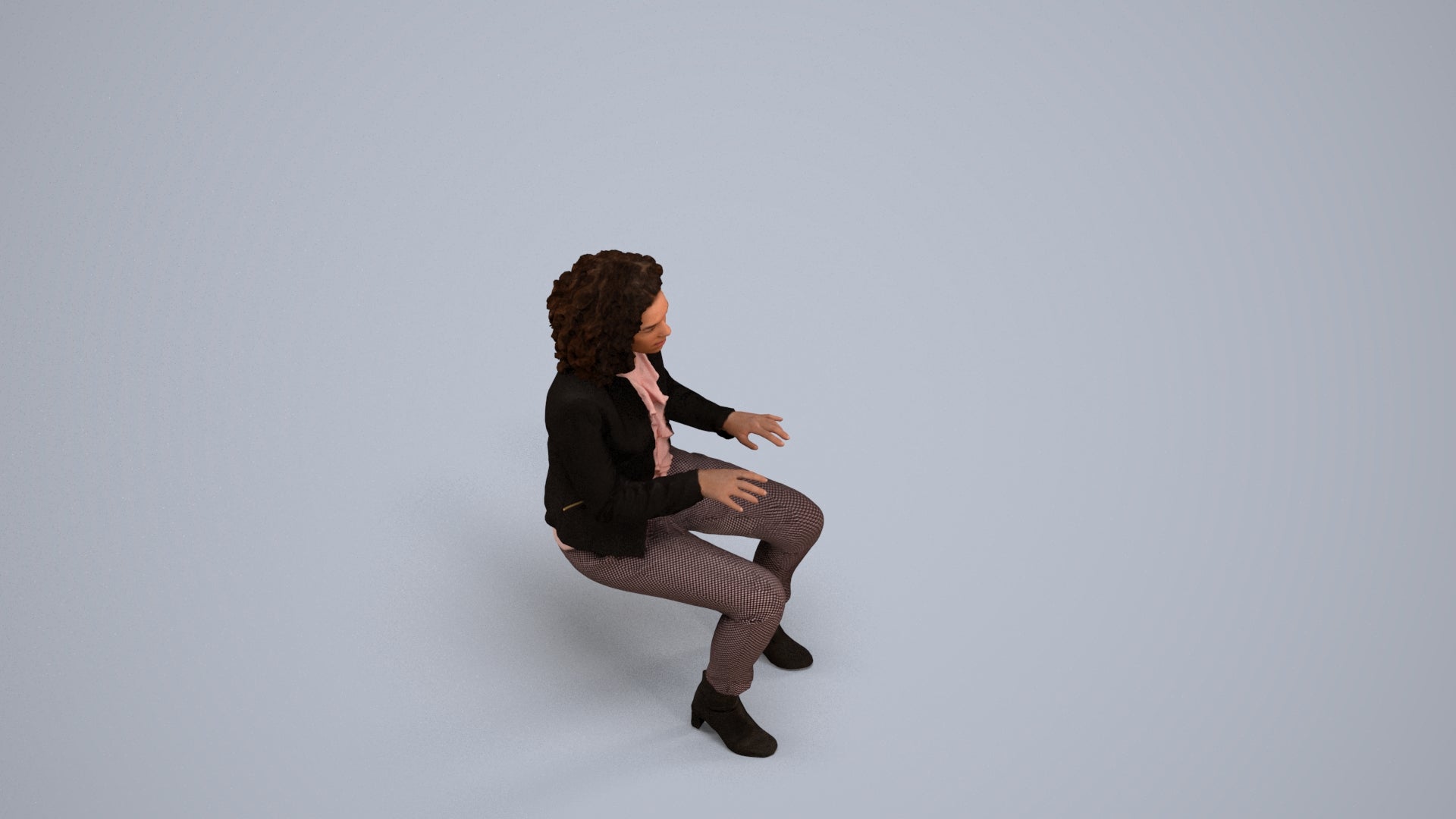 photogrammetry 3D woman business, realistic human model archviz FBX, back view render