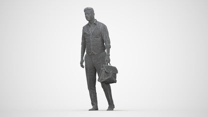 realistic 3D people man business walking, render-ready for V-Ray and Corona, FBX OBJ, wireframe back view
