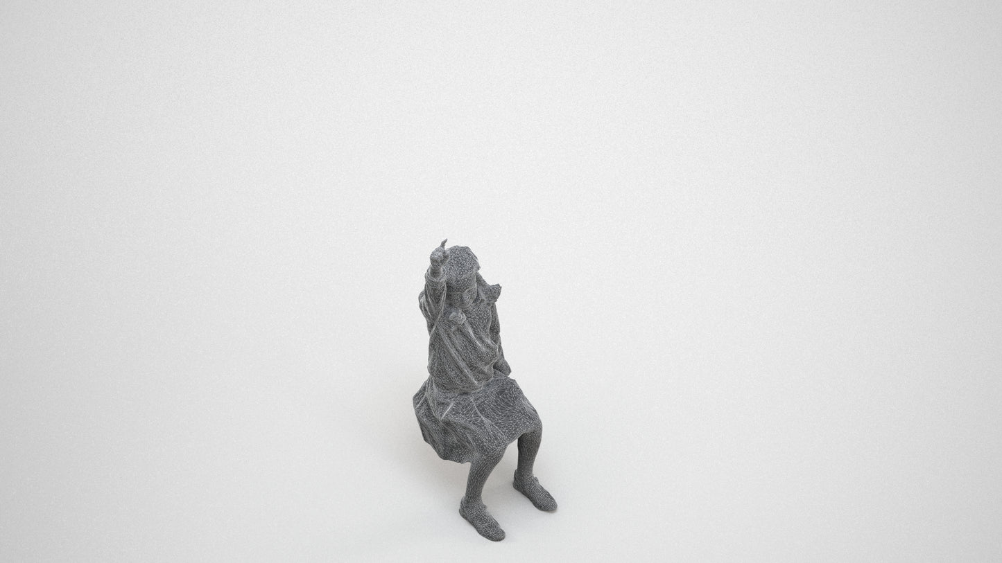photogrammetry 3D girl kids, realistic human model archviz FBX, wireframe three-quarter view