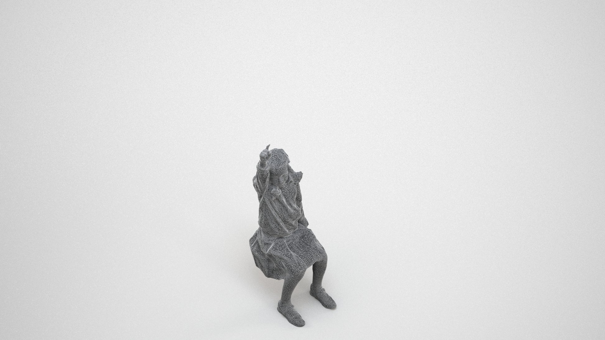 photogrammetry 3D girl kids, realistic human model archviz FBX, wireframe three-quarter view