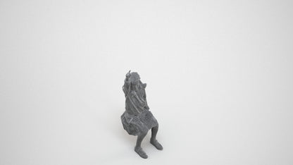 photogrammetry 3D girl kids, realistic human model archviz FBX, wireframe three-quarter view