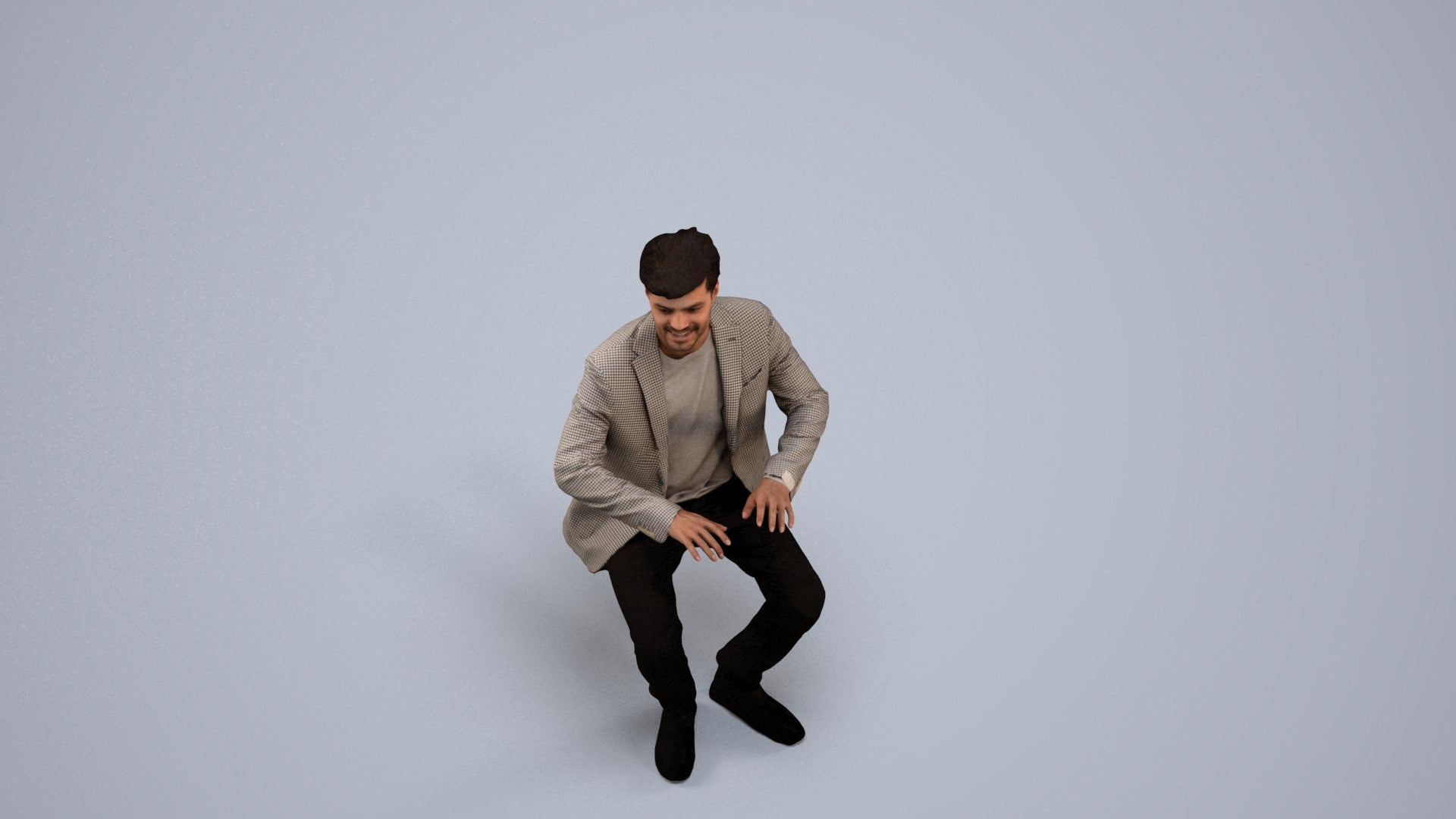 realistic 3D people man business sitting, render-ready for V-Ray and Corona, FBX OBJ, back view render
