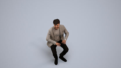 realistic 3D people man business sitting, render-ready for V-Ray and Corona, FBX OBJ, back view render