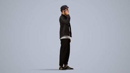 realistic 3D people man casual standing, render-ready for V-Ray and Corona, FBX OBJ, side view render