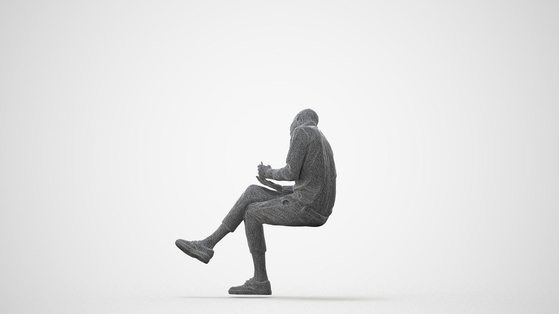 realistic 3D human man casual sitting, archviz people FBX OBJ for Blender, square thumbnail