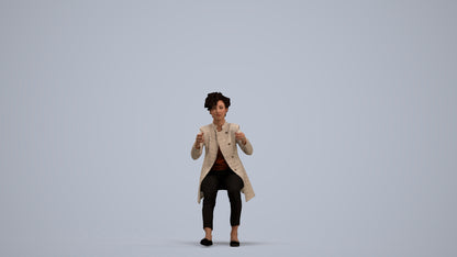3D scanned woman sitting business, photorealistic archviz people for Enscape and SketchUp, standing pose render