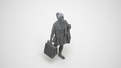 realistic 3D human woman casual walking, archviz people FBX OBJ for Blender, wireframe three-quarter view
