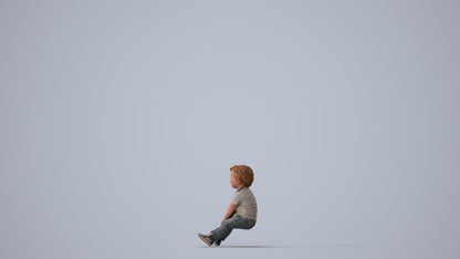 photogrammetry 3D boy casual kids, realistic human model archviz FBX, three-quarter view render