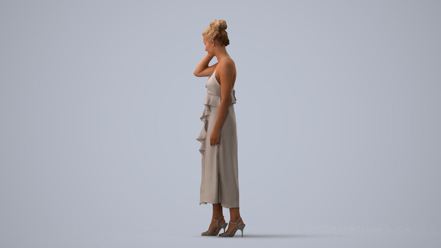 scanned 3D woman formal formalaffairs, photogrammetry people for Enscape and V-Ray, three-quarter view render