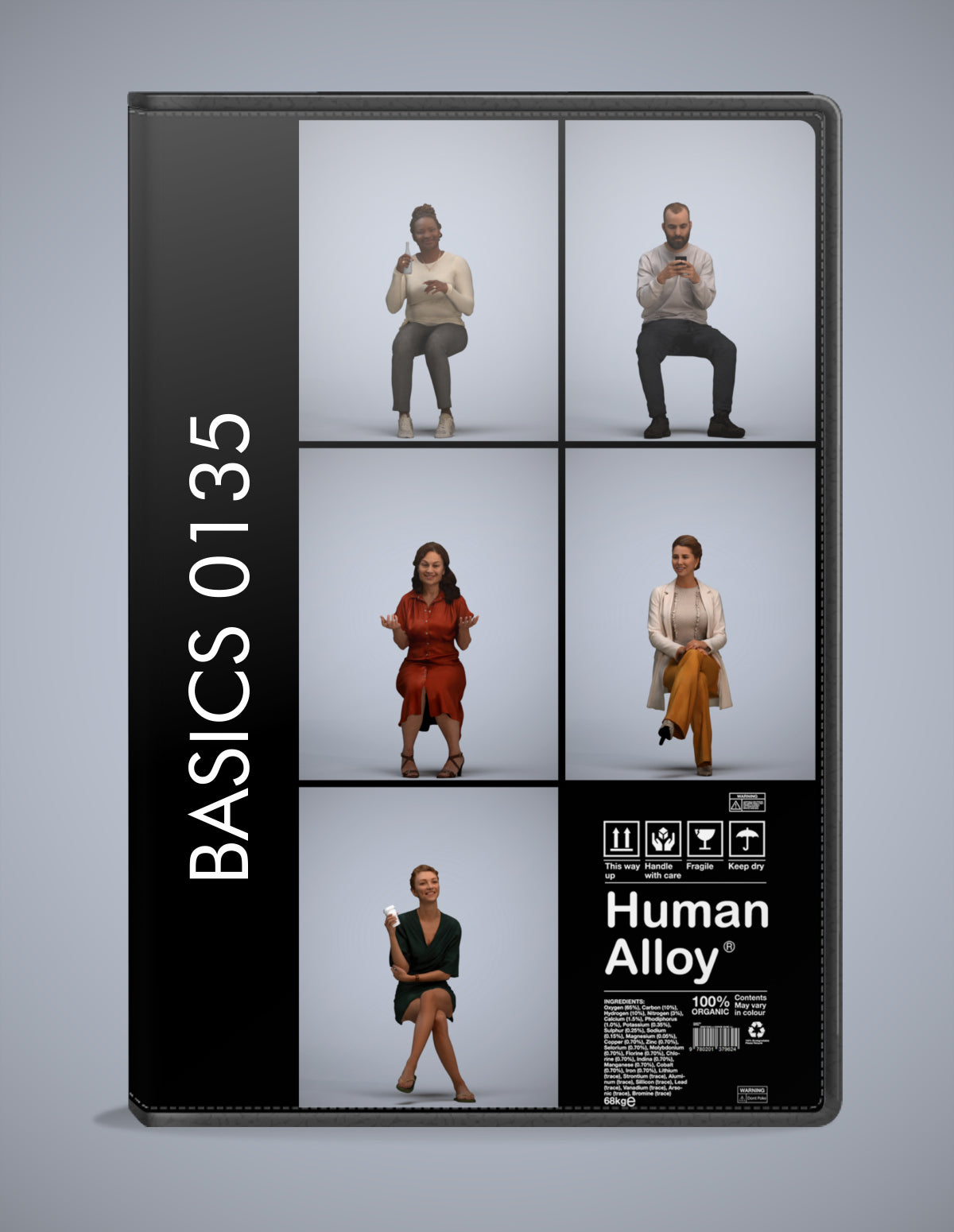 scanned 3D people sitting collection, 5 photogrammetry models for Enscape and V-Ray
