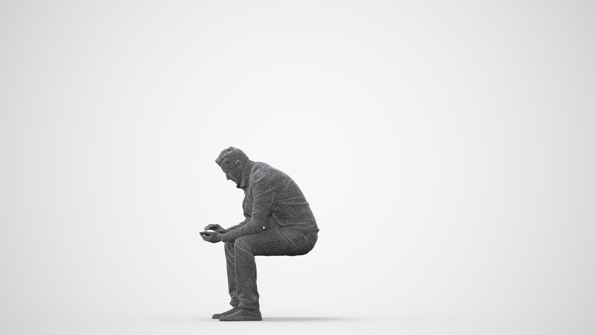 realistic 3D human man casual sitting, archviz people FBX OBJ for Blender, square thumbnail